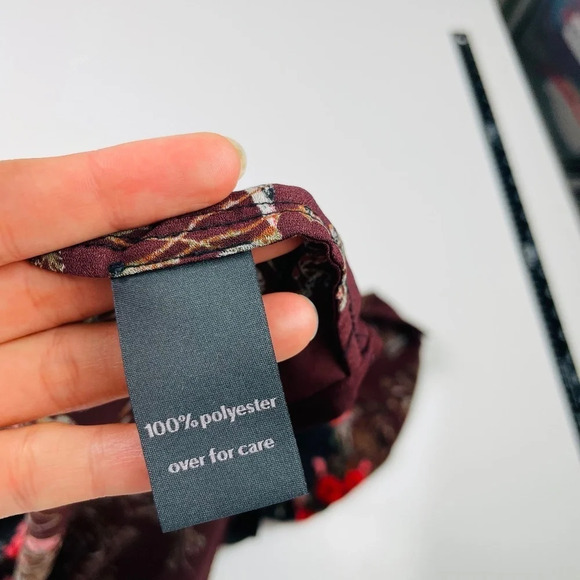 The Limited Floral Multicolor Long Sleeve V-neck Popover Top, Size 2X - Picture 7 of 9